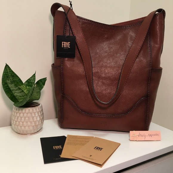 Frye Leather Side Pocket Hobo Cognac Bag - Picture 1 of 7